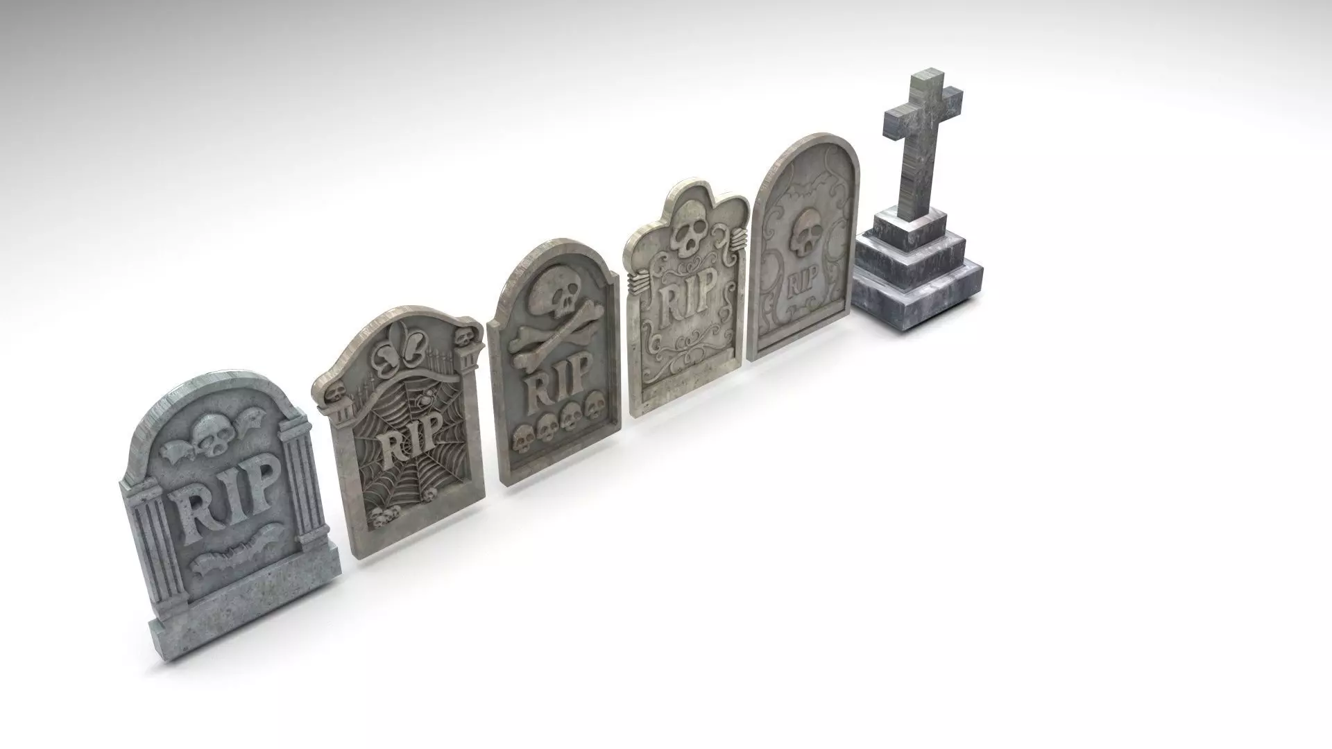 Gravestones Set 3D model_0