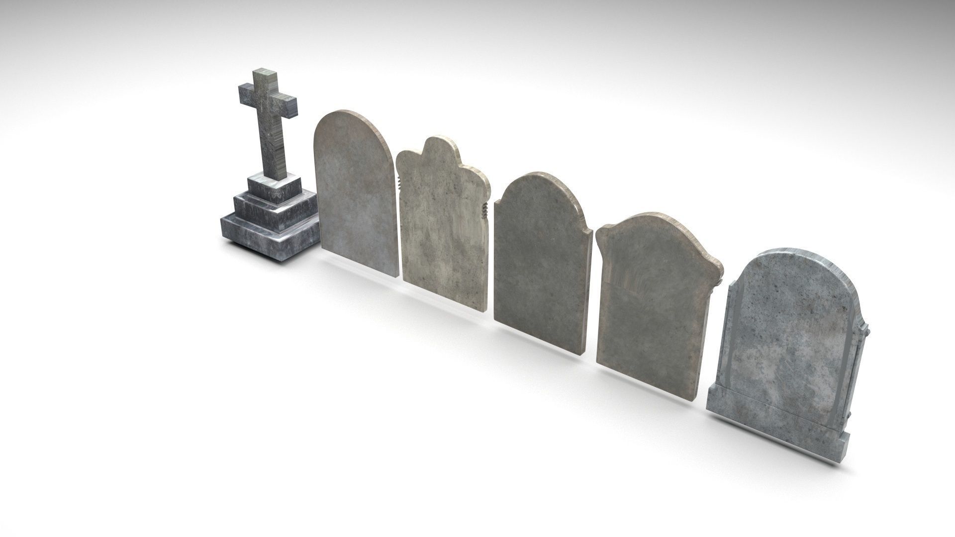 Gravestones Set 3D model_3
