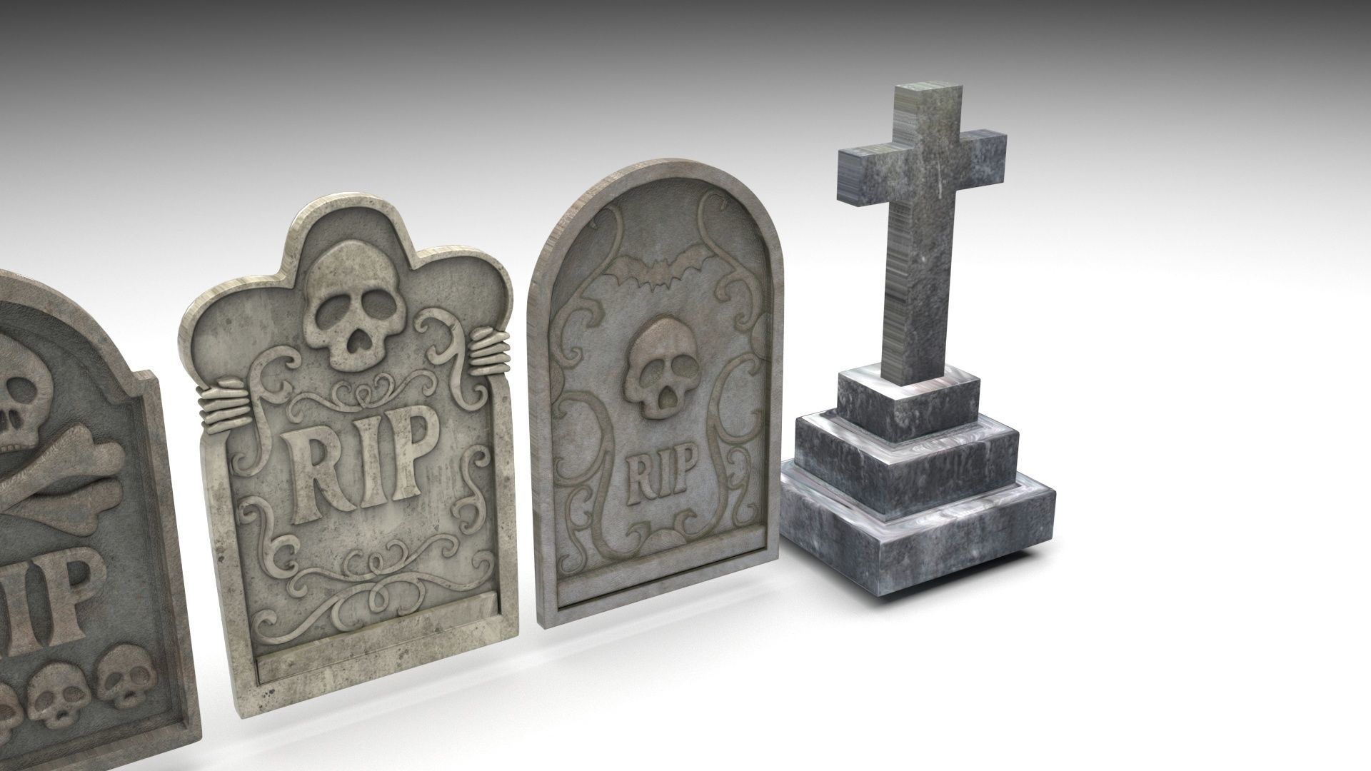 Gravestones Set 3D model_6
