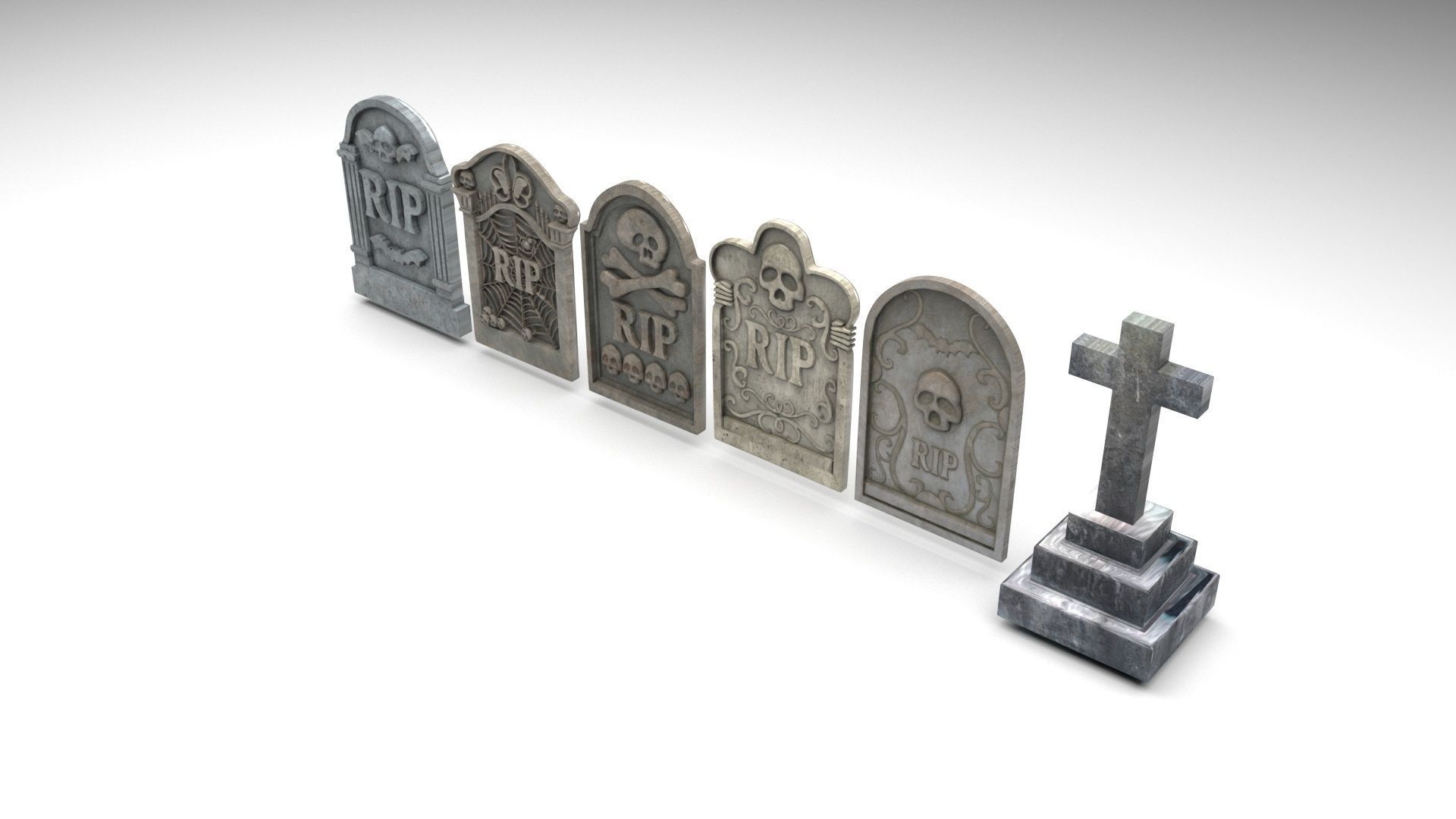 Gravestones Set 3D model_1
