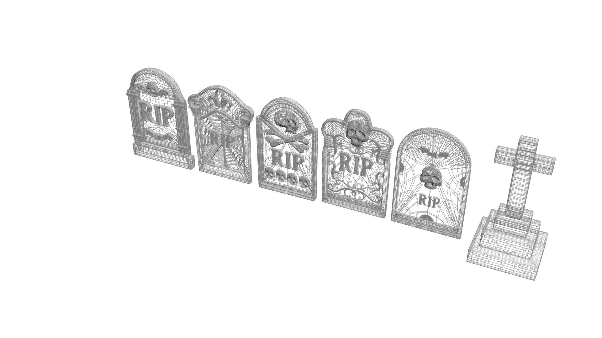 Gravestones Set 3D model_24