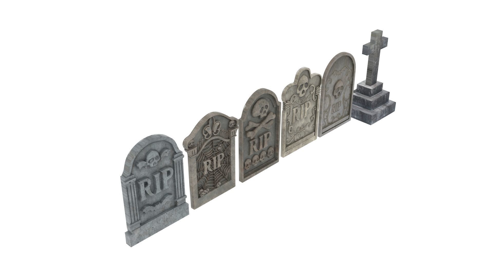 Gravestones Set 3D model_13