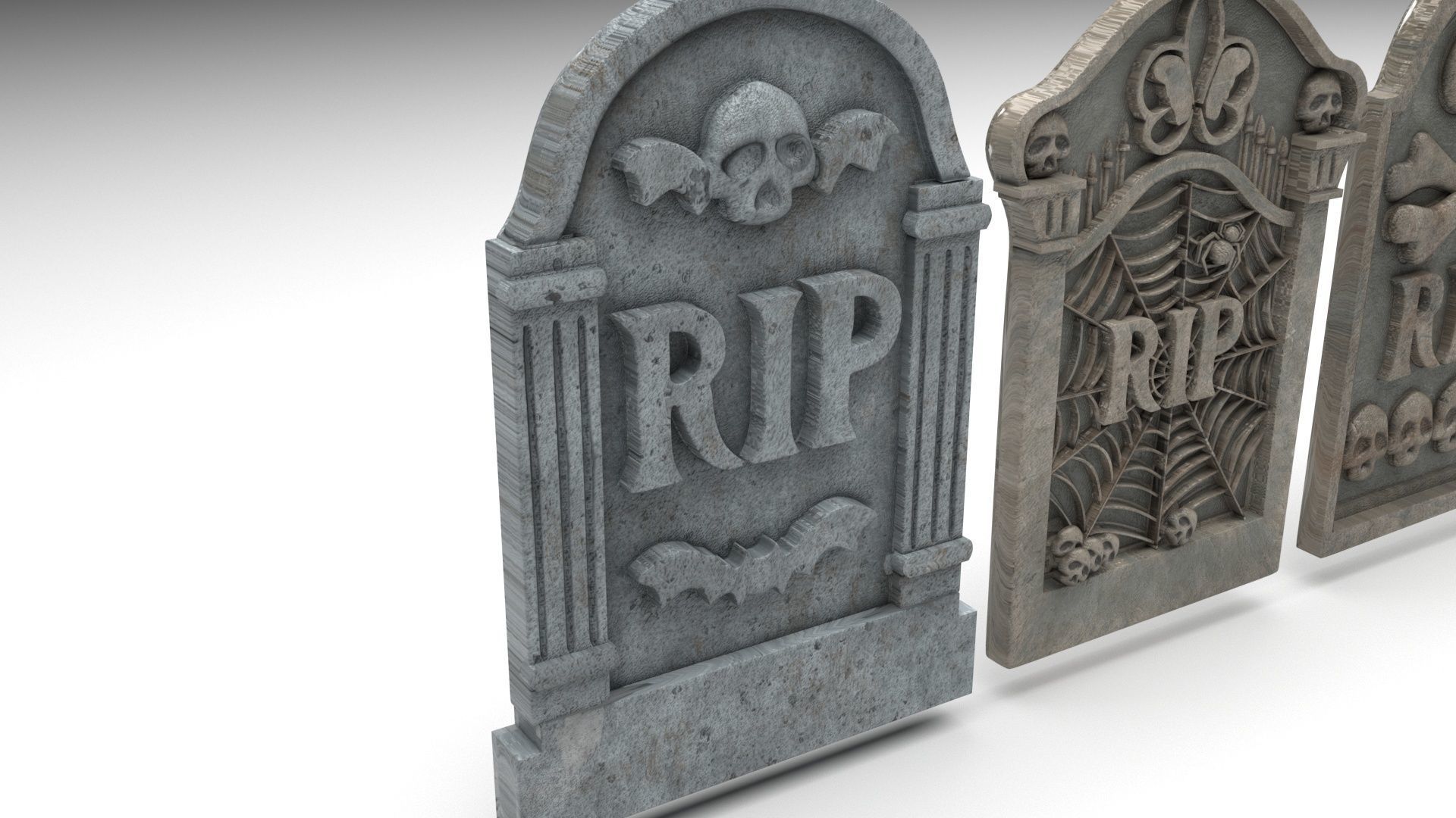 Gravestones Set 3D model_4
