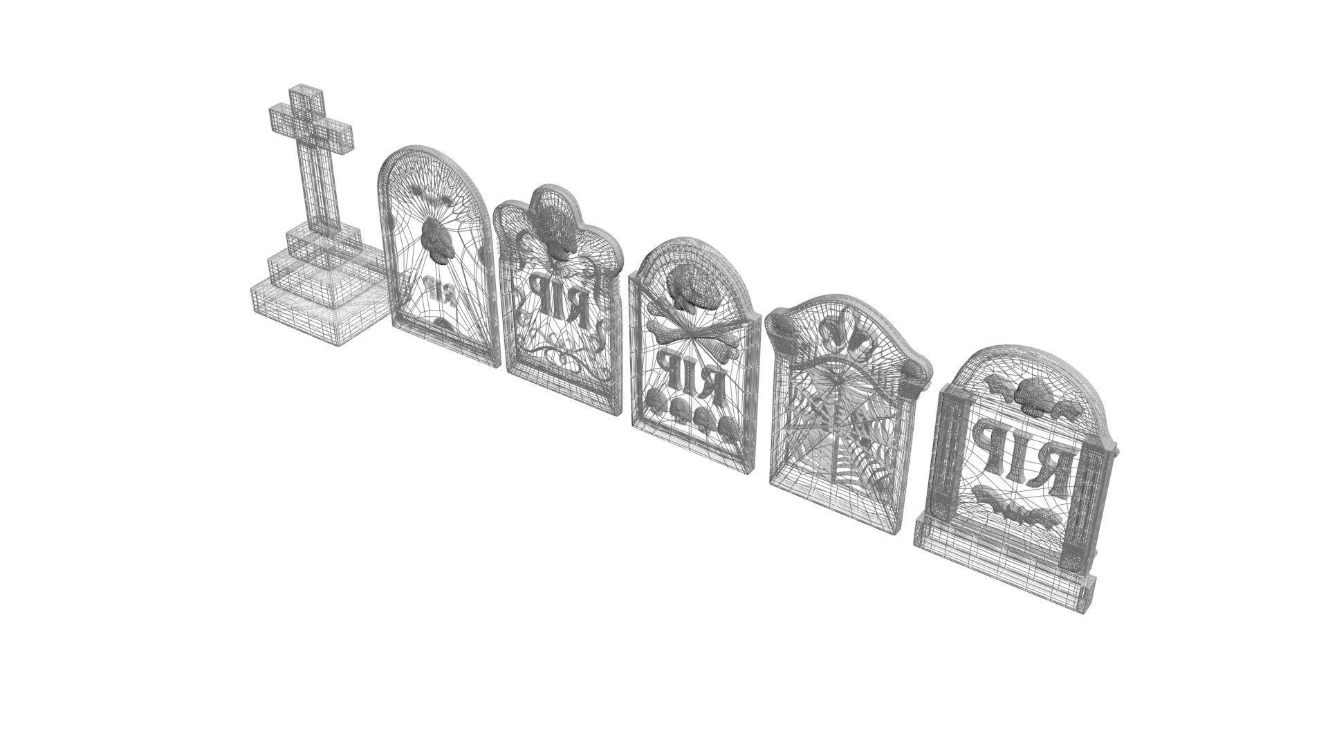 Gravestones Set 3D model_26