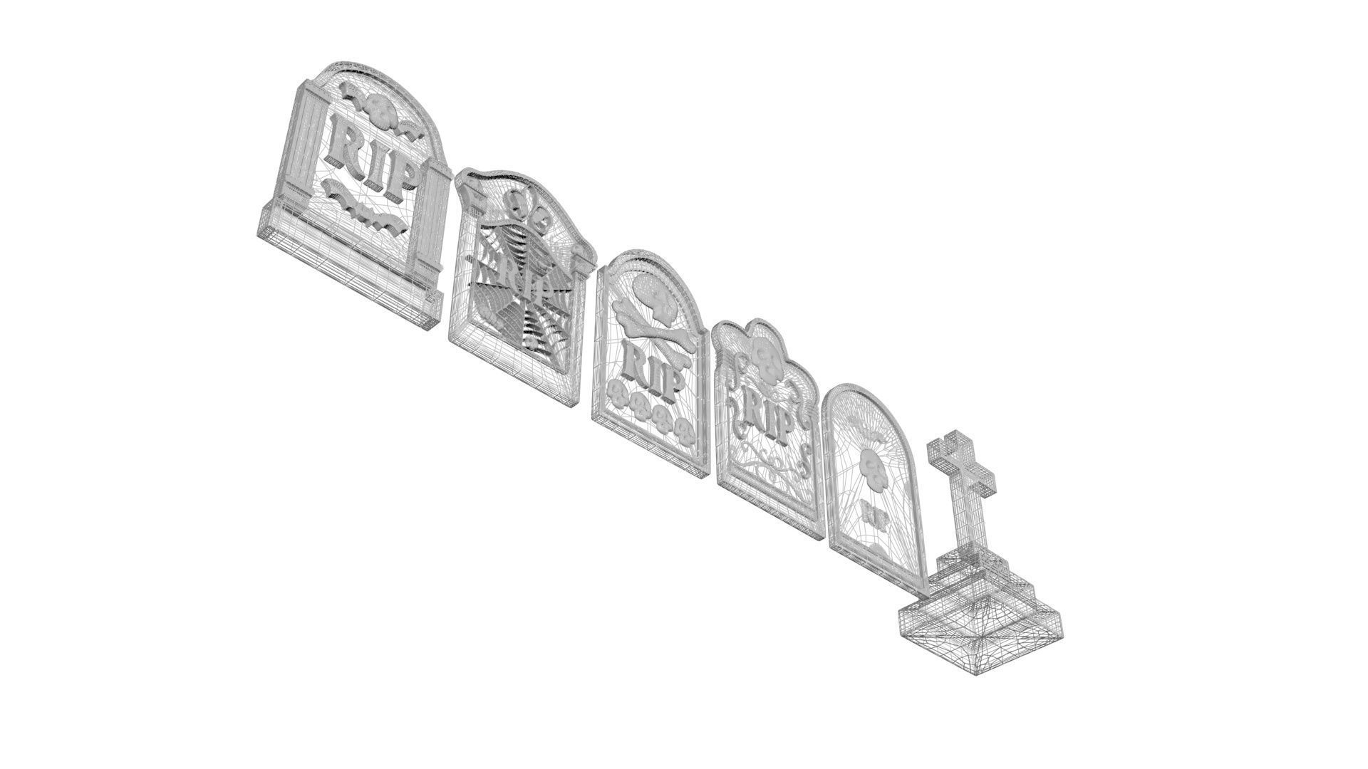 Gravestones Set 3D model_27