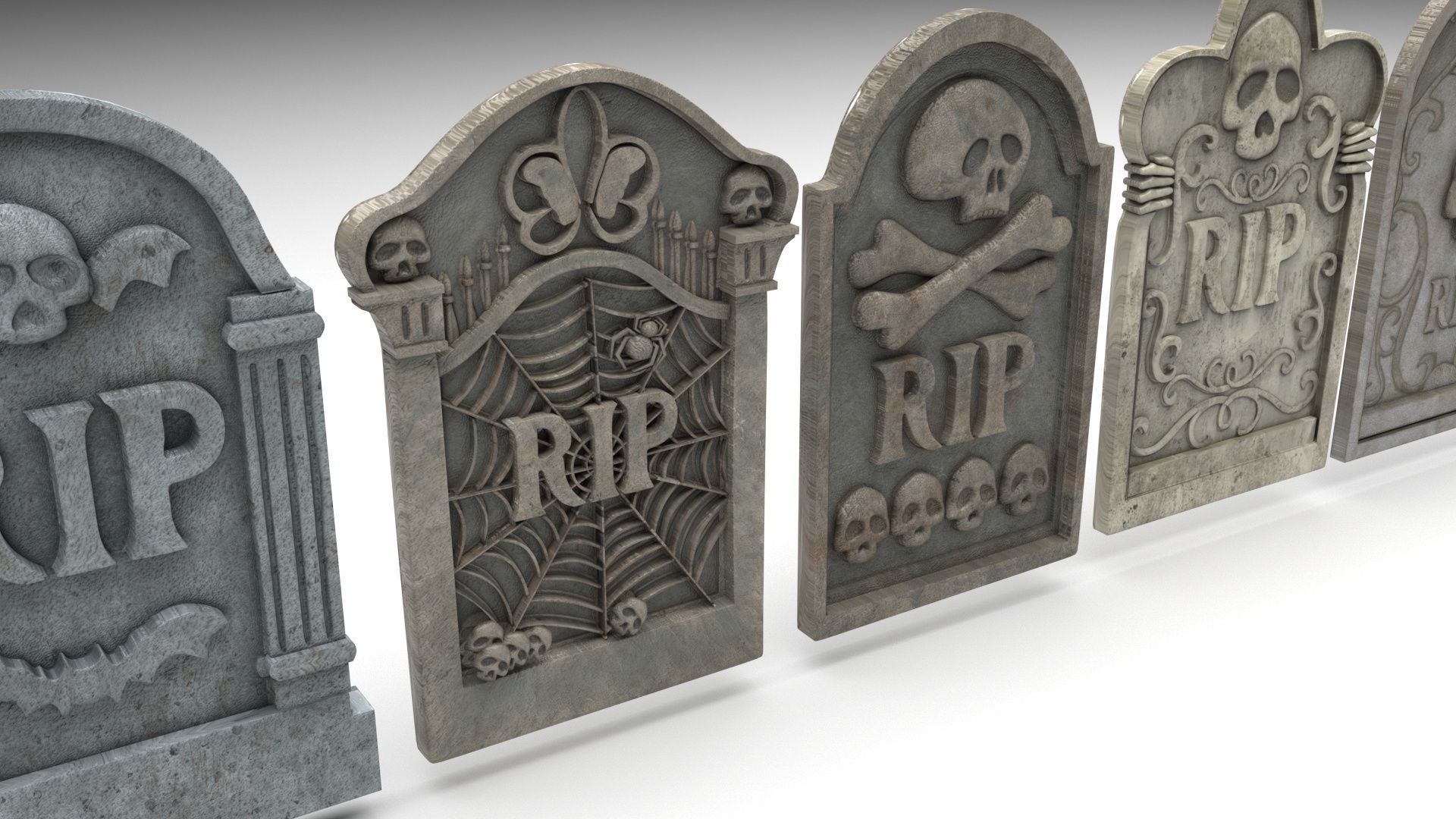 Gravestones Set 3D model_5