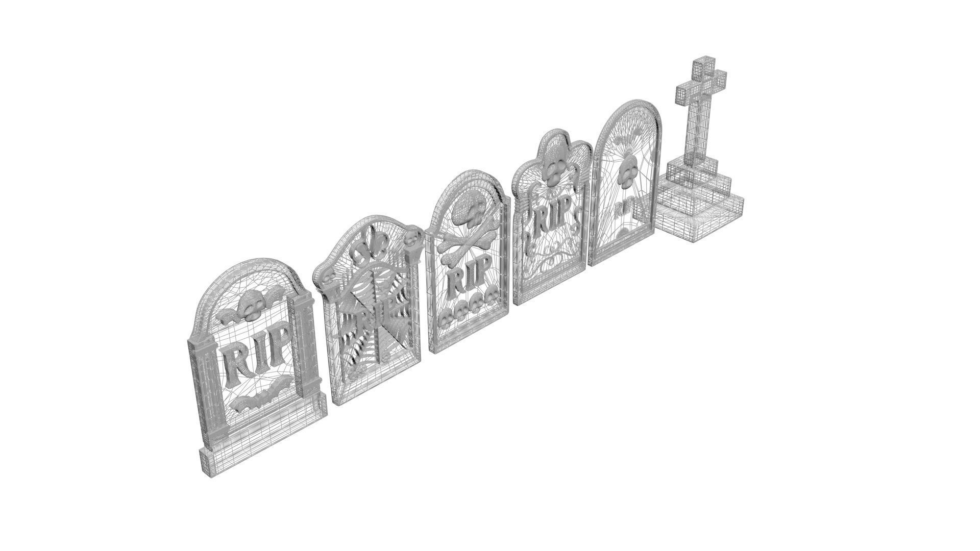 Gravestones Set 3D model_23