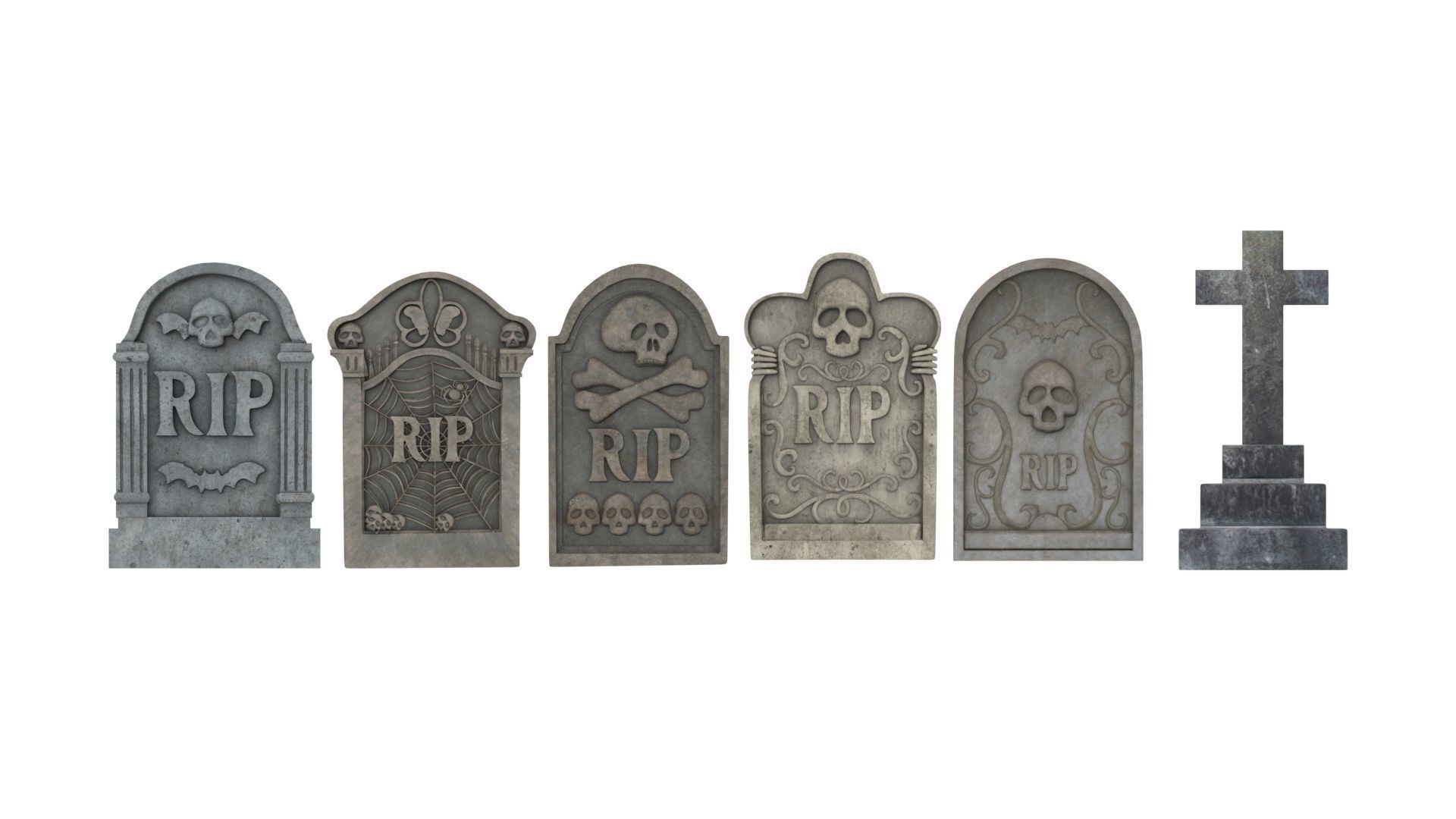 Gravestones Set 3D model_20