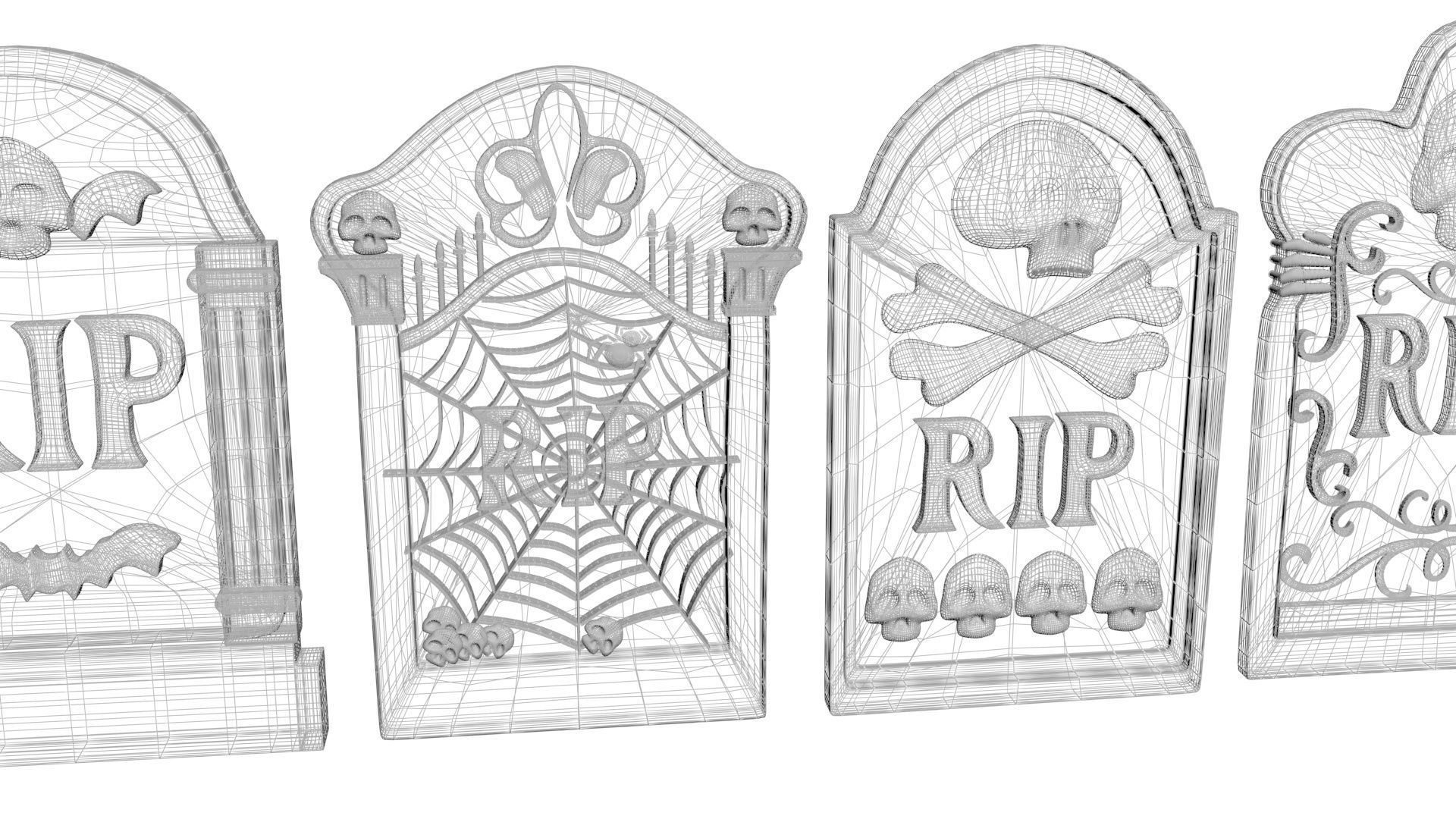 Gravestones Set 3D model_28
