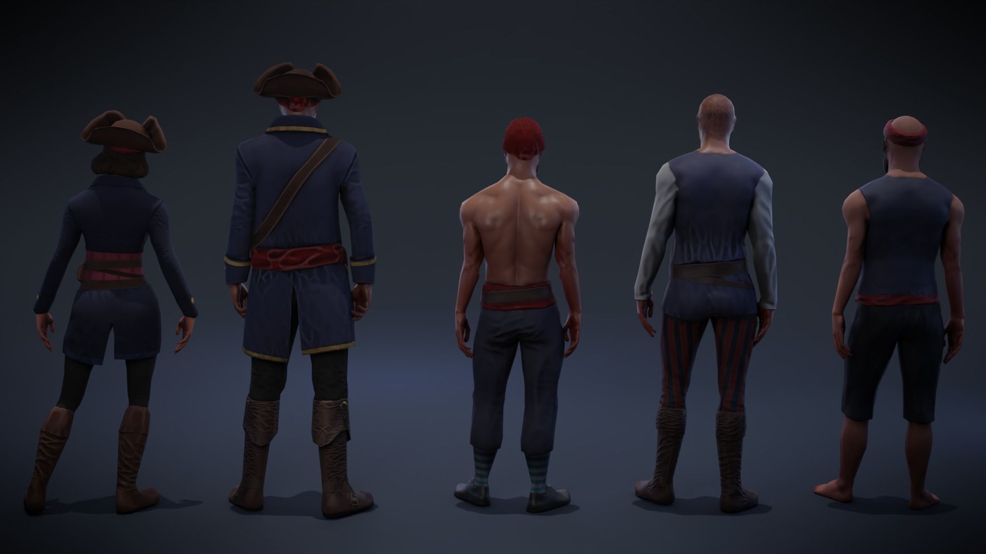 Pirate character pack Low-poly 3D model_5