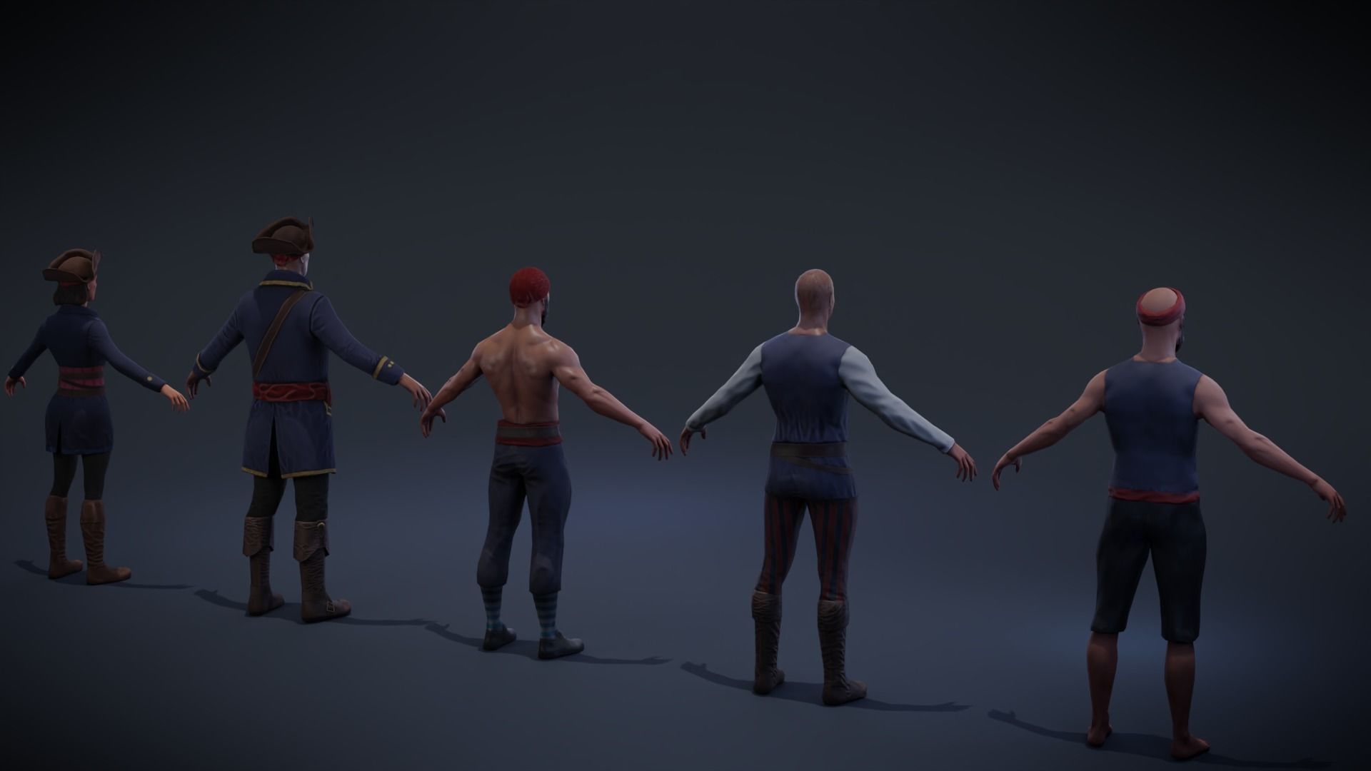 Pirate character pack Low-poly 3D model_3