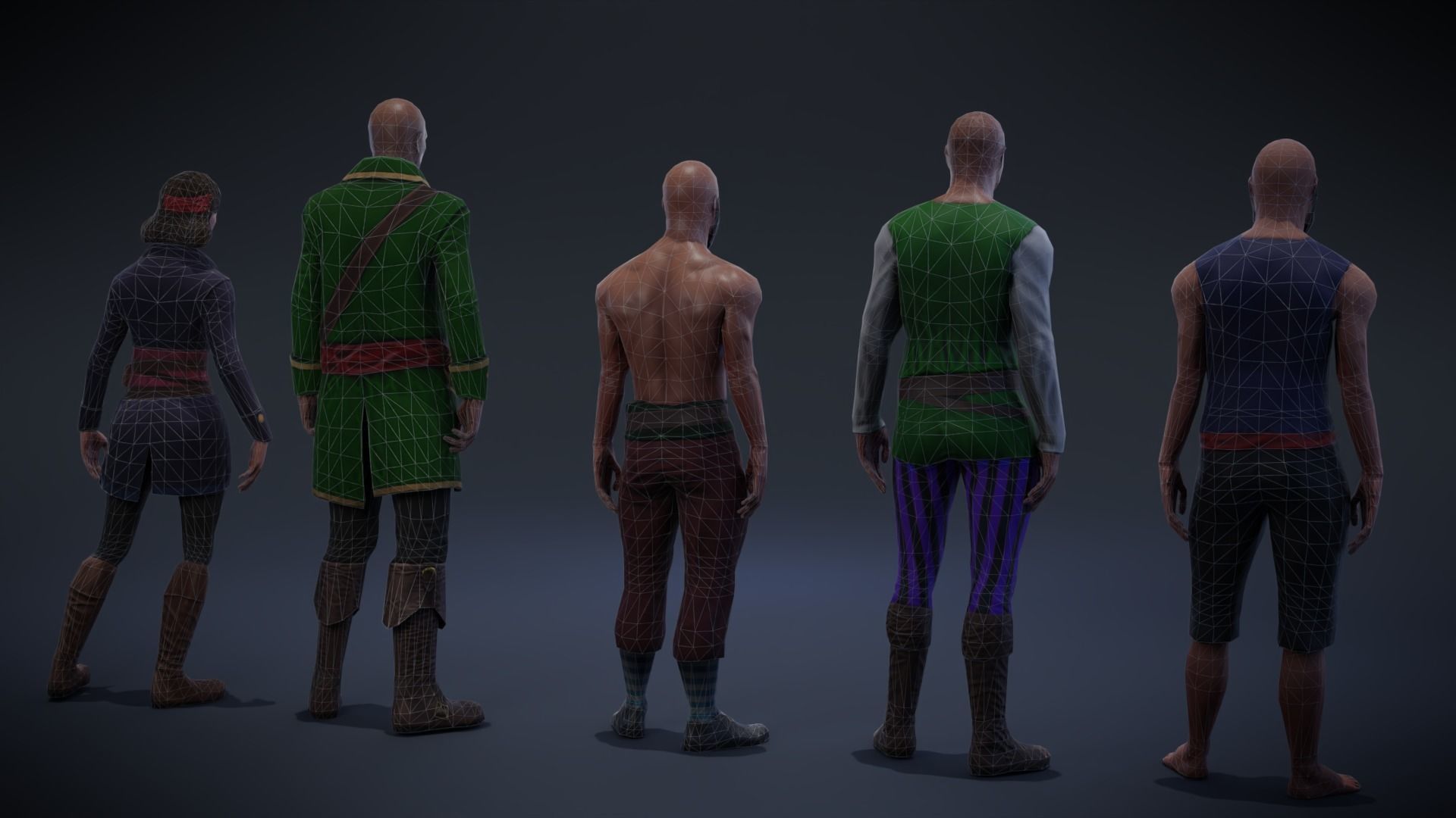 Pirate character pack Low-poly 3D model_11