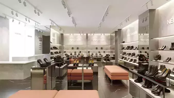 Shoes Store 3D Model Interior Scene 3D model