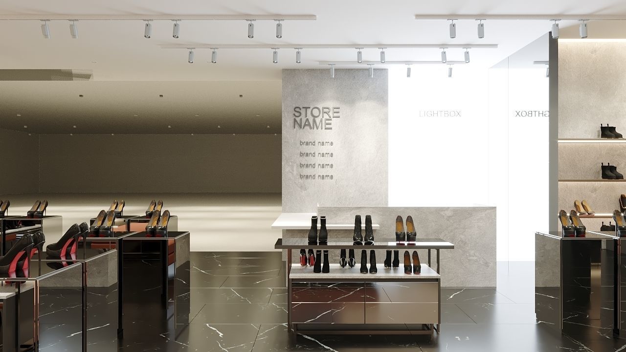 Shoes Store 3D Model Interior Scene 3D model_1