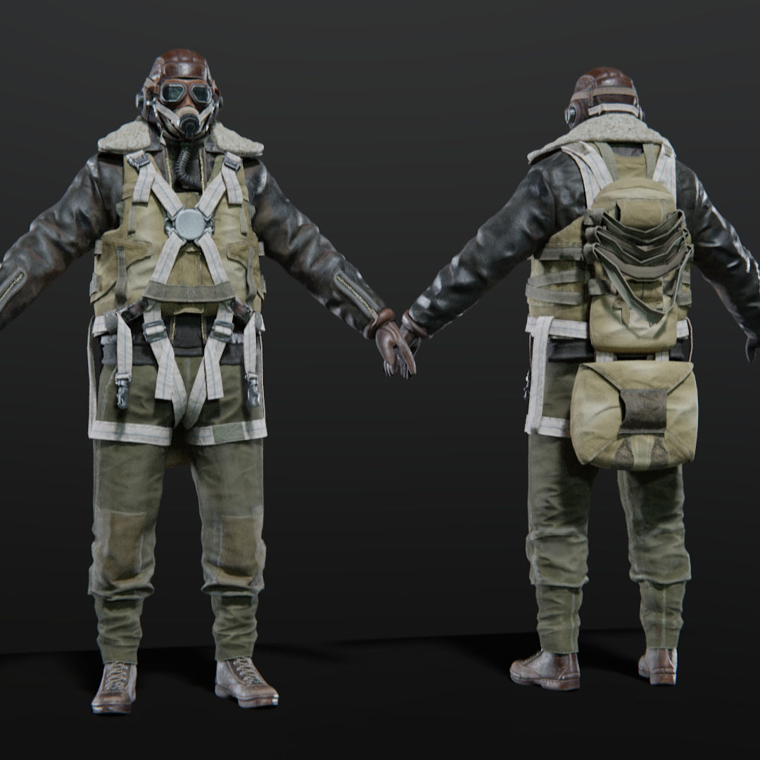  SOLDIER WWII USA Pilot 3D model_14