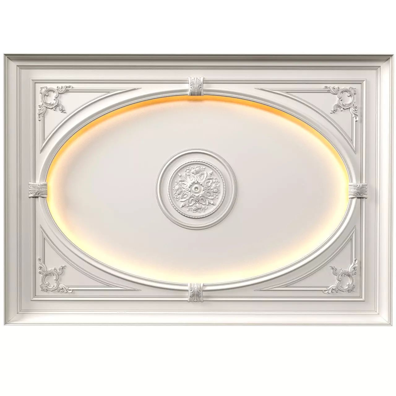 Coffered round ceiling with lighting in a classic style 3D model
