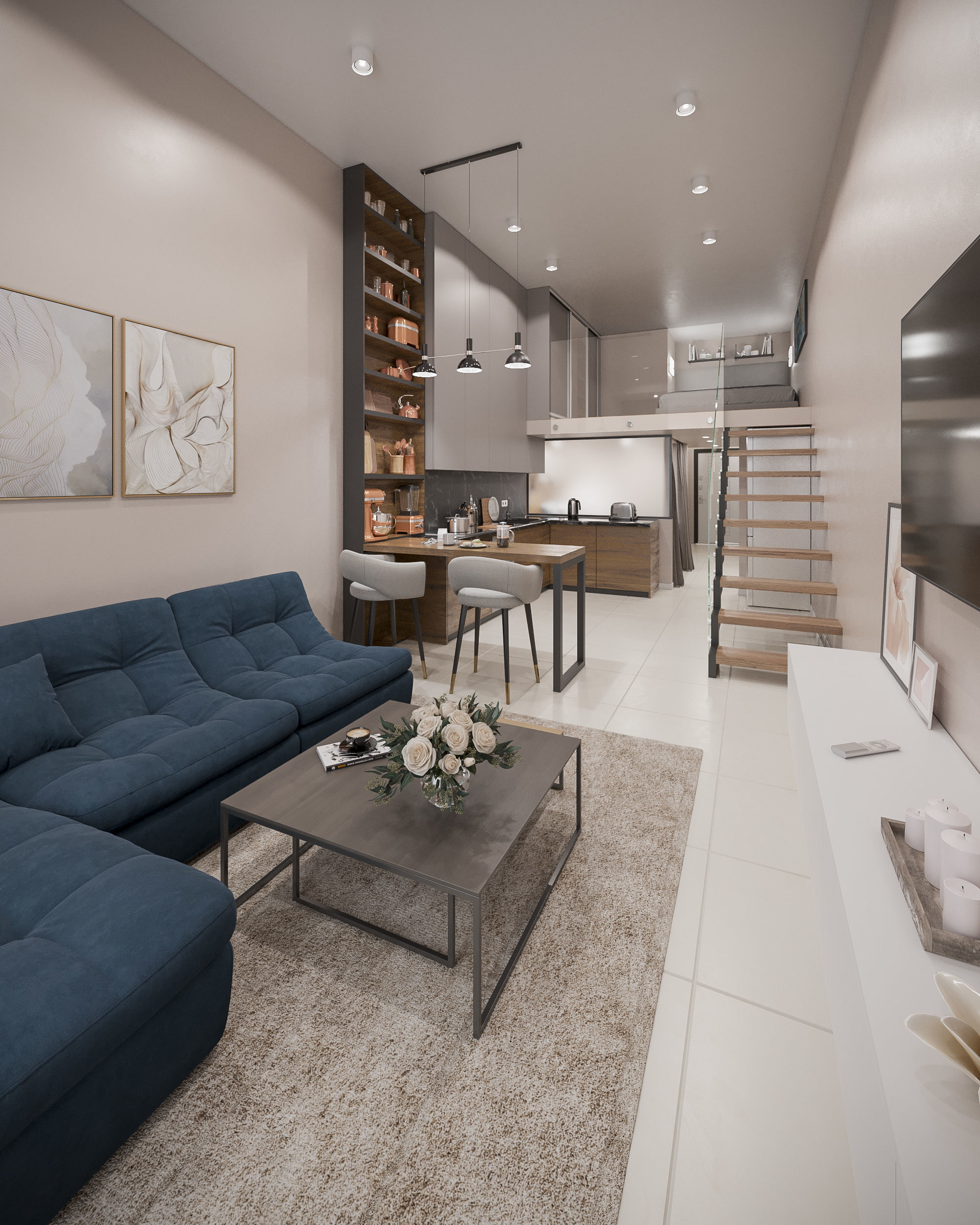 Modern Loft Studio Interior Scene 3D model | CGTrader