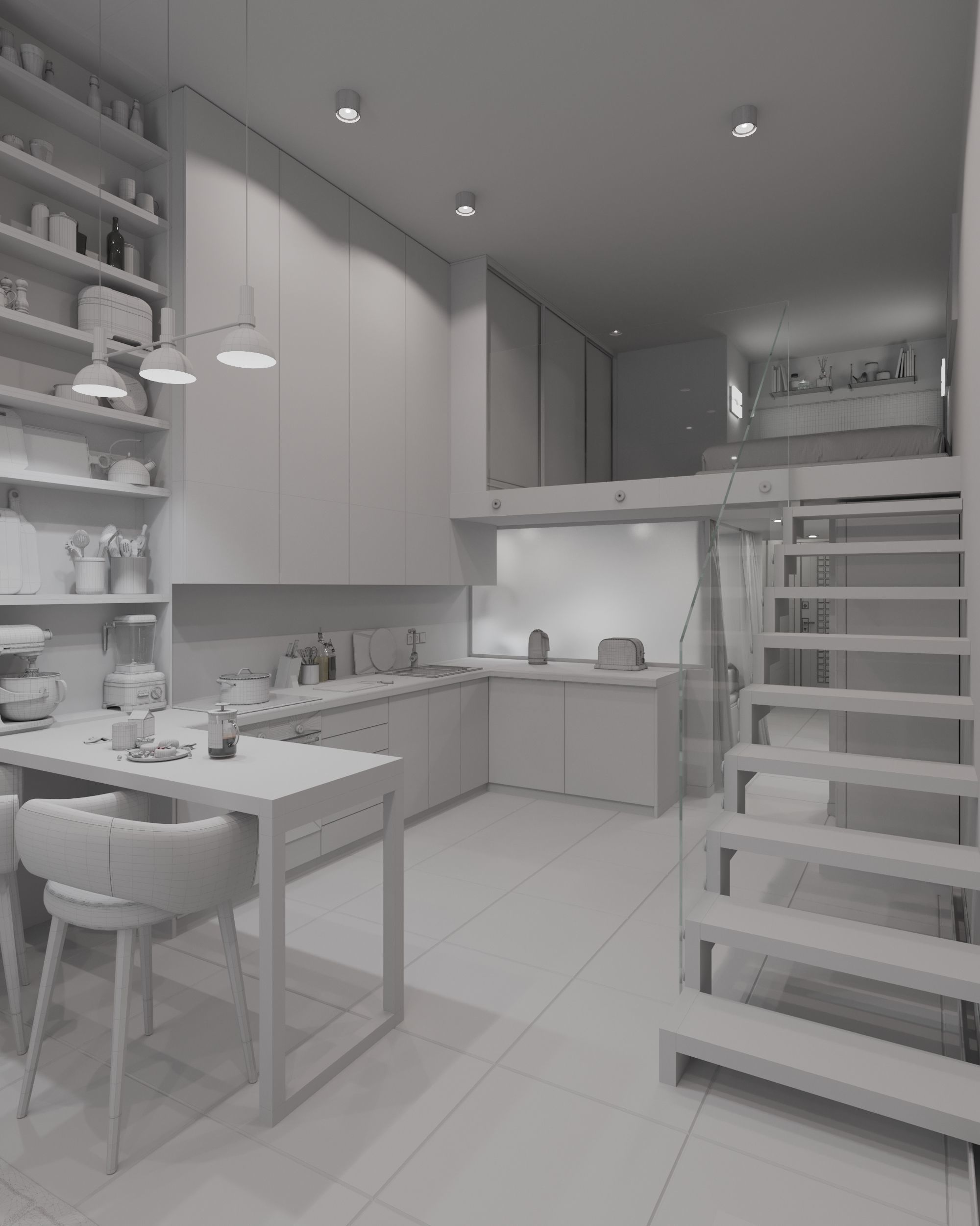 Modern Loft Studio Interior Scene 3D model | CGTrader