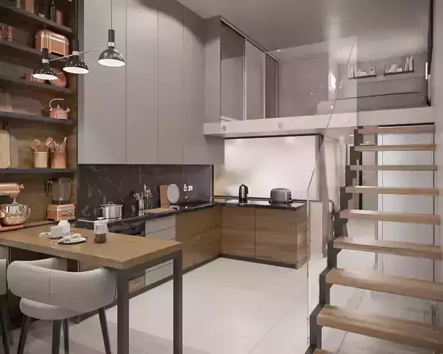 Modern Loft Studio Interior Scene 