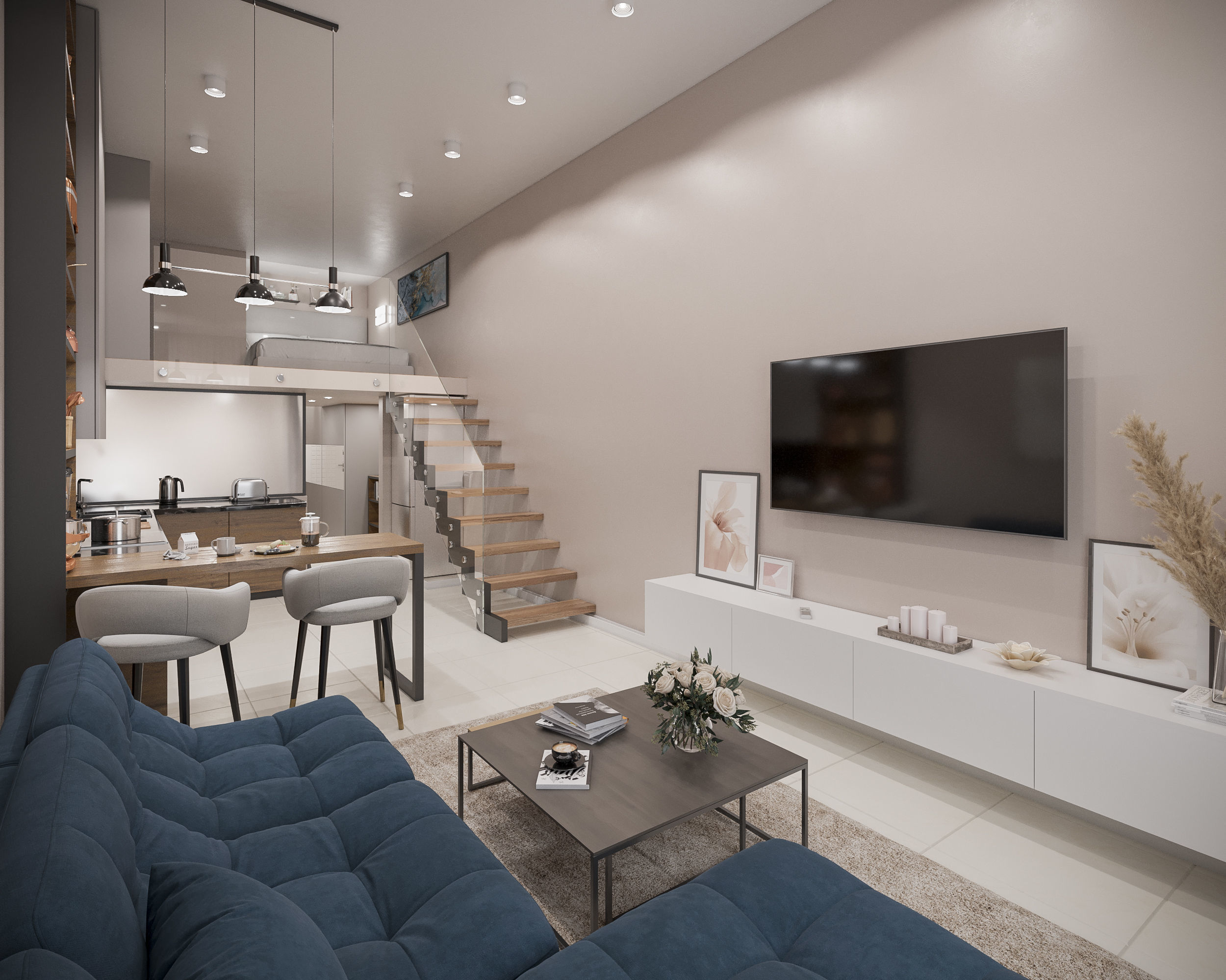 Modern Loft Studio Interior Scene 3D model | CGTrader