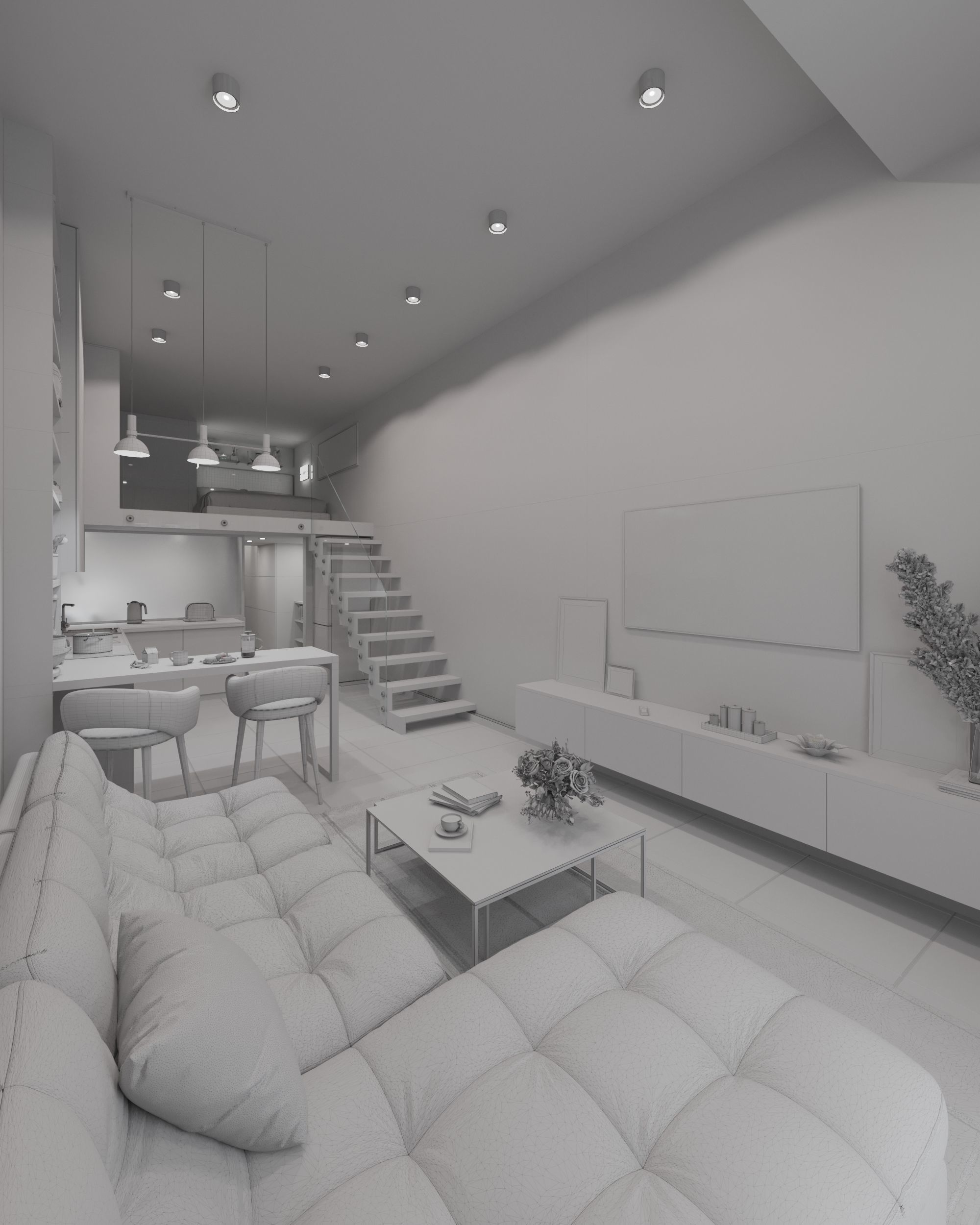 Modern Loft Studio Interior Scene 3D model | CGTrader