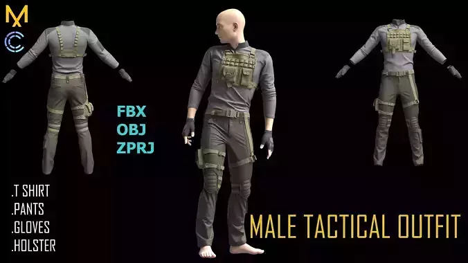 Male tactical outfit Marvelous Designer Clo 3d project 