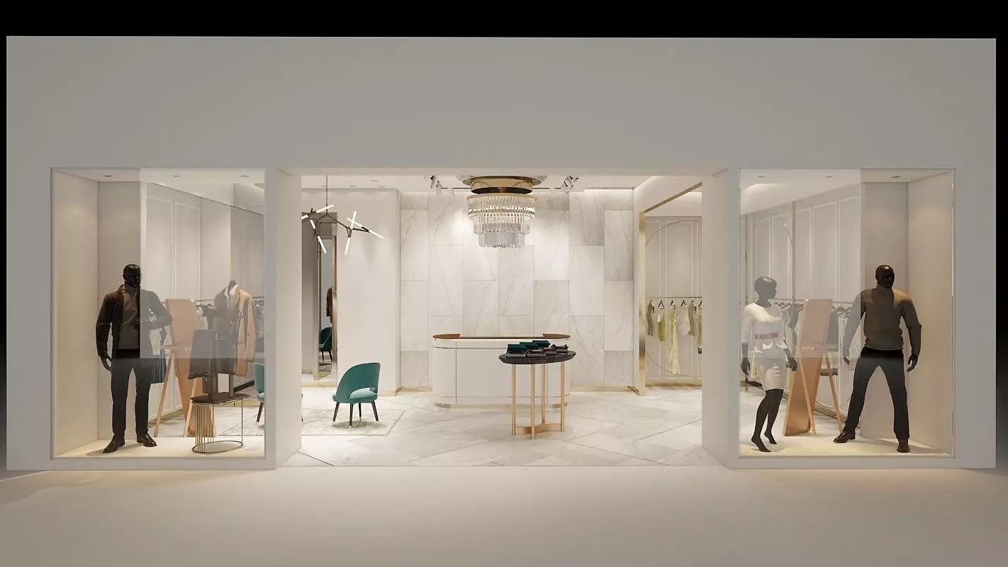 Luxury Clothes Store 3D Model Interior Scene 3D model