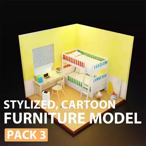 stylized cartoon furniture model pack 3