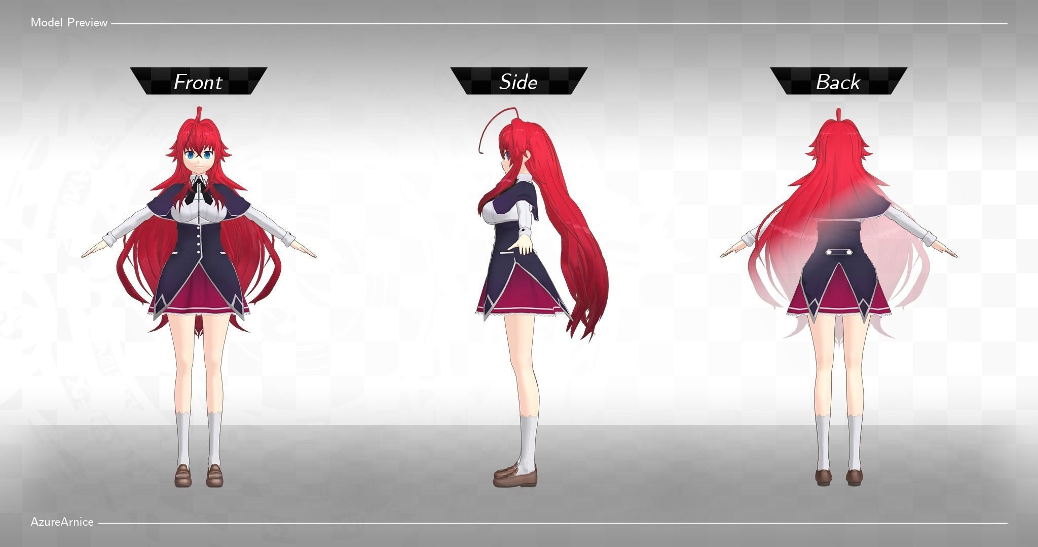 Highschool DxD - Rias Gremory MMD Model DELUXE Low-poly 3D model_5