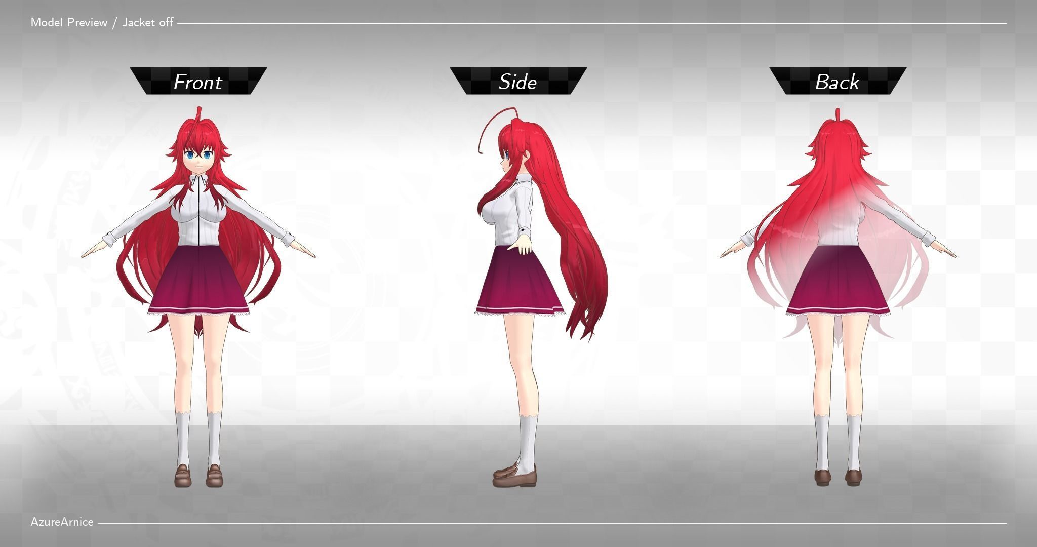 Highschool DxD - Rias Gremory MMD Model DELUXE Low-poly 3D model_6