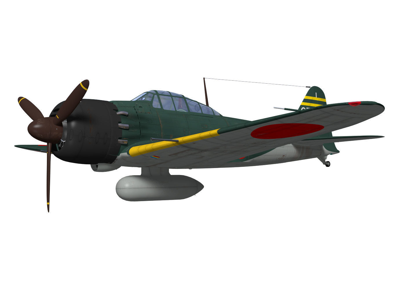 A6M5 Zero fighter Type 52  3D model_2