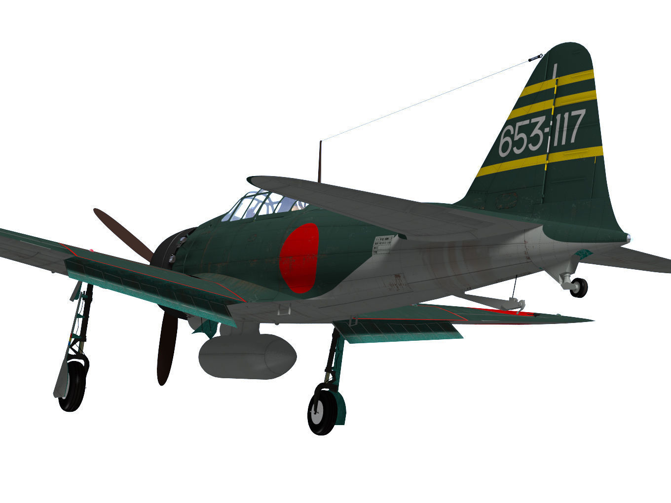 A6M5 Zero fighter Type 52  3D model_9
