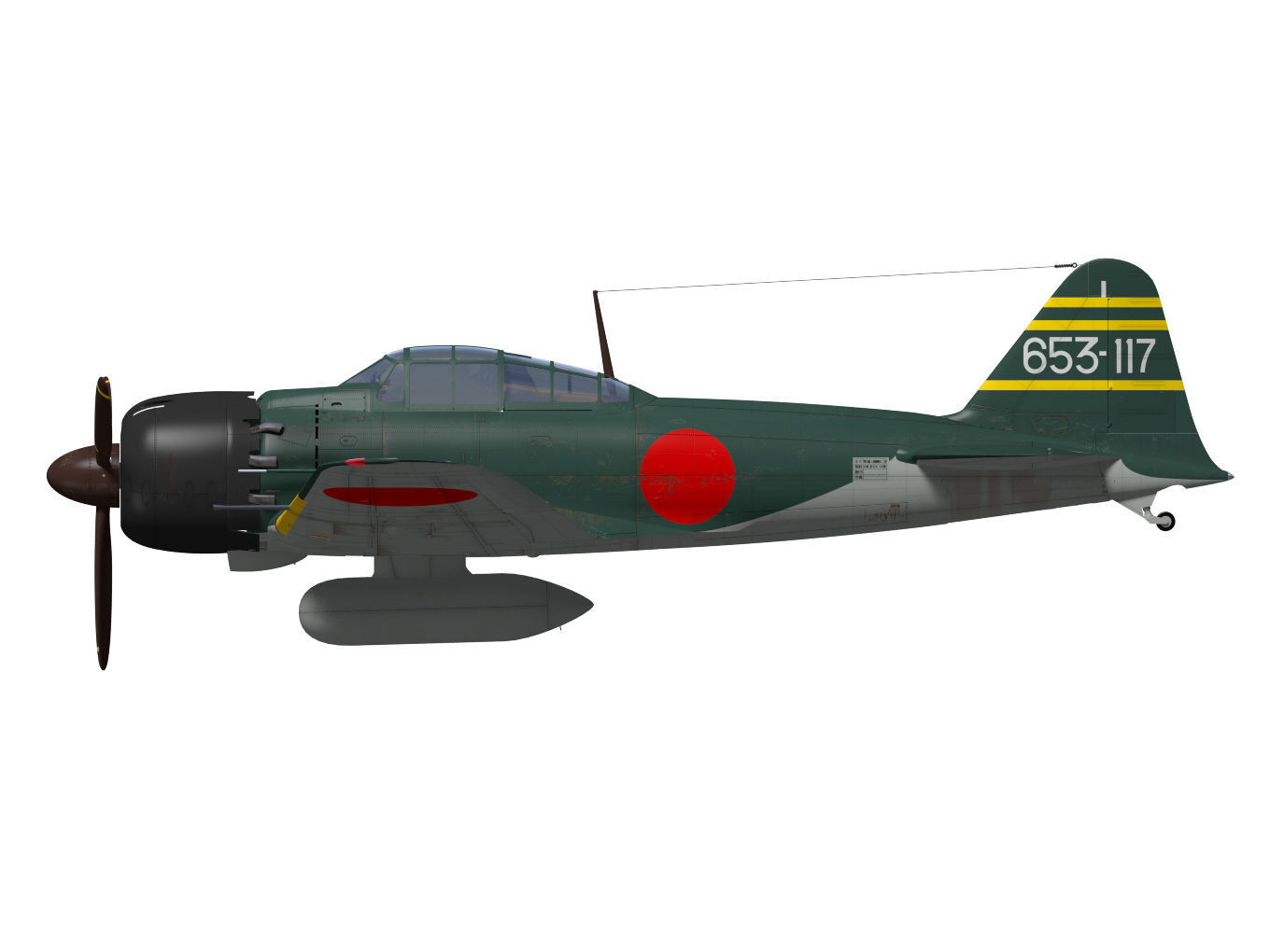 A6M5 Zero fighter Type 52  3D model_14