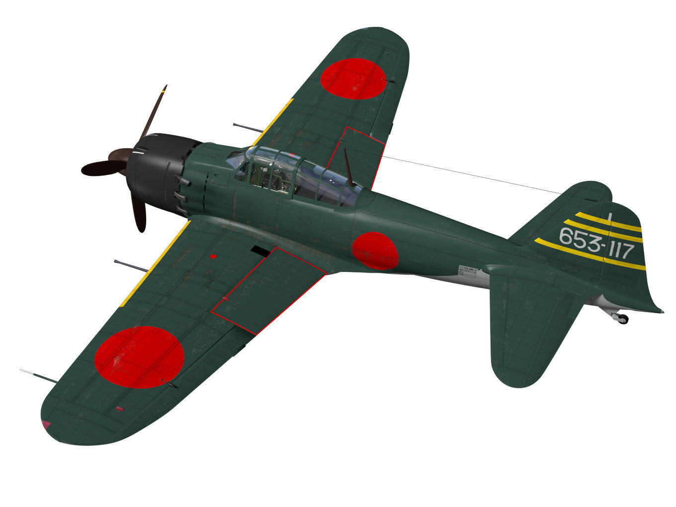 A6M5 Zero fighter Type 52  3D model_1