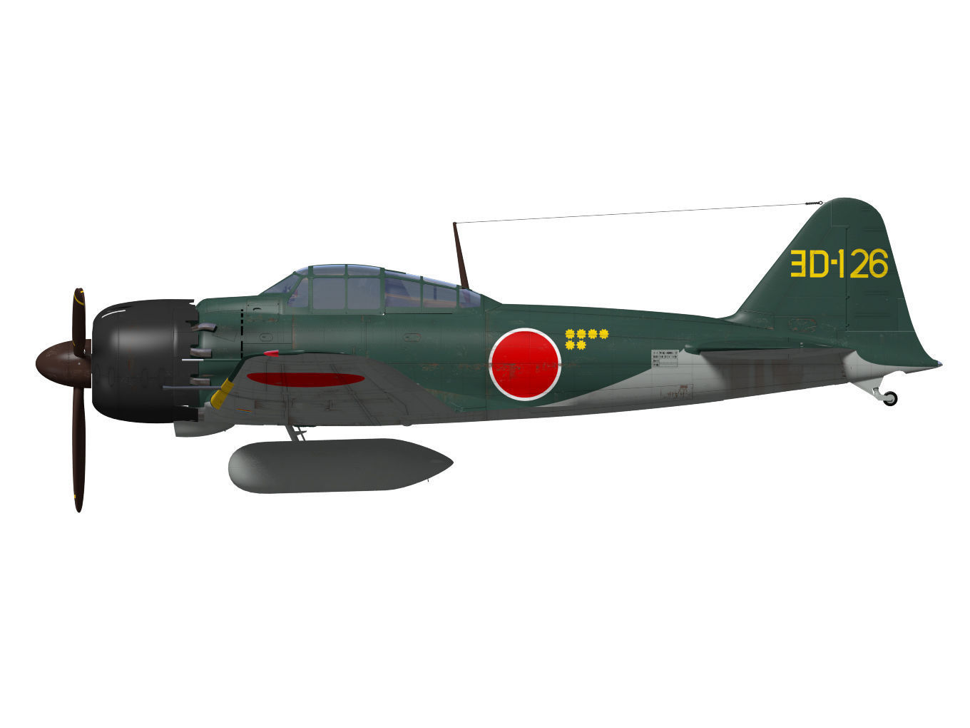 A6M5b Zero fighter Type 52 otsu 3D model_14