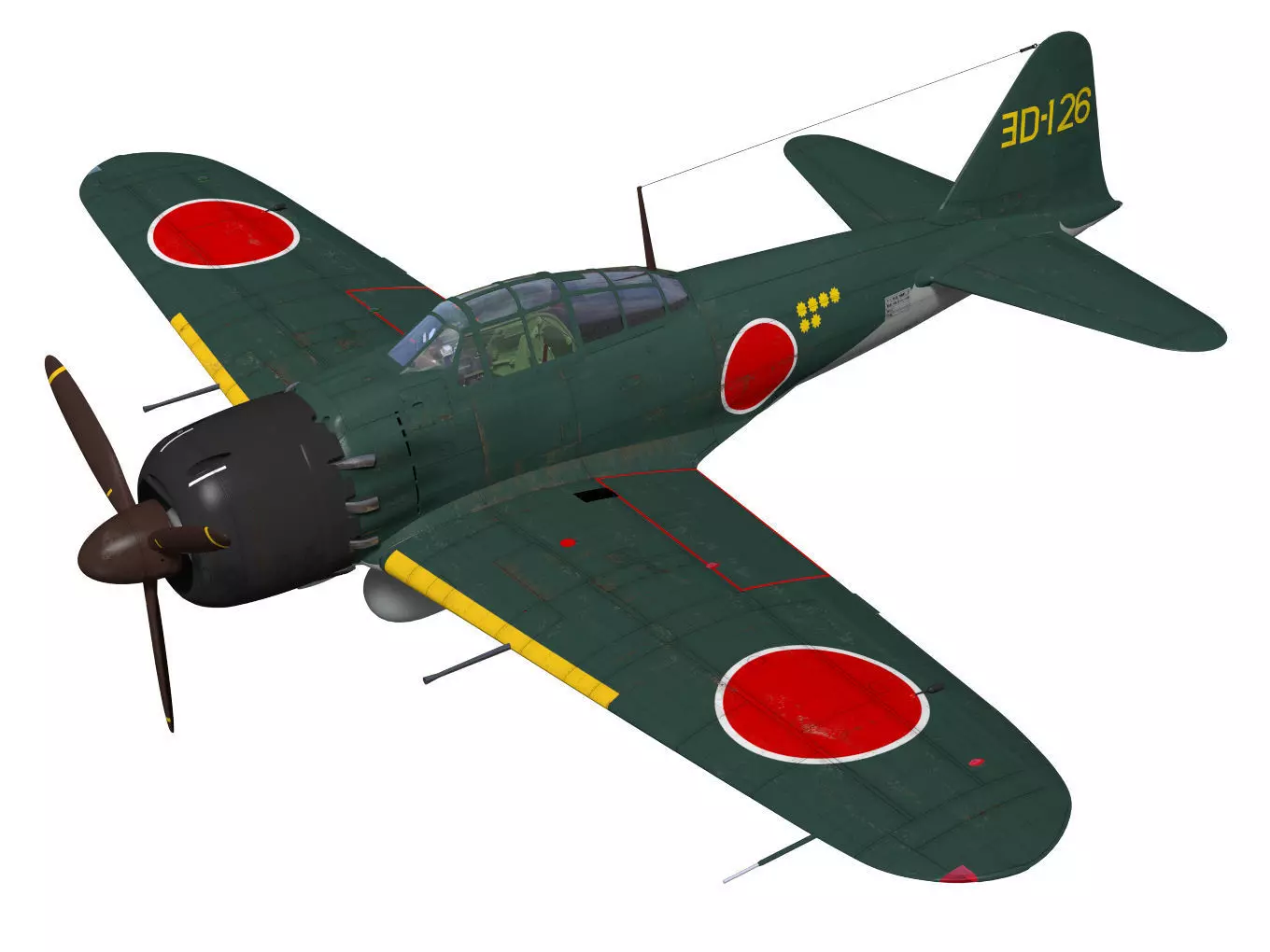 A6M5b Zero fighter Type 52 otsu 3D model_0