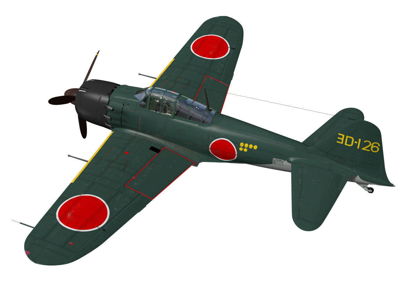 A6M5b Zero fighter Type 52 otsu 3D model_1