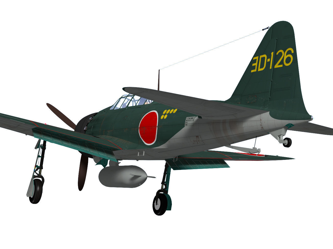 A6M5b Zero fighter Type 52 otsu 3D model_9