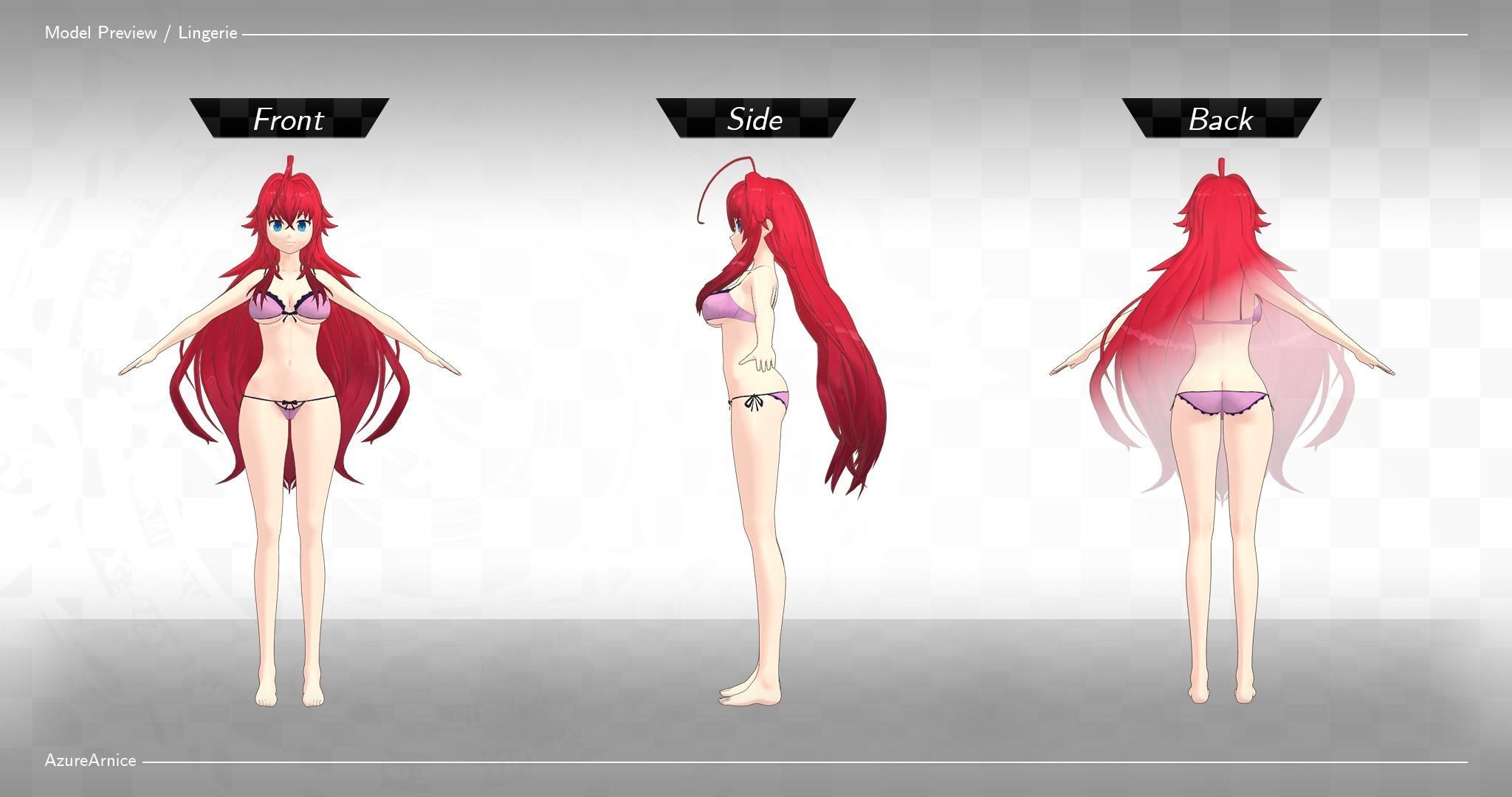 Highschool DxD - Rias Gremory MMD Model Low-poly 3D model_7