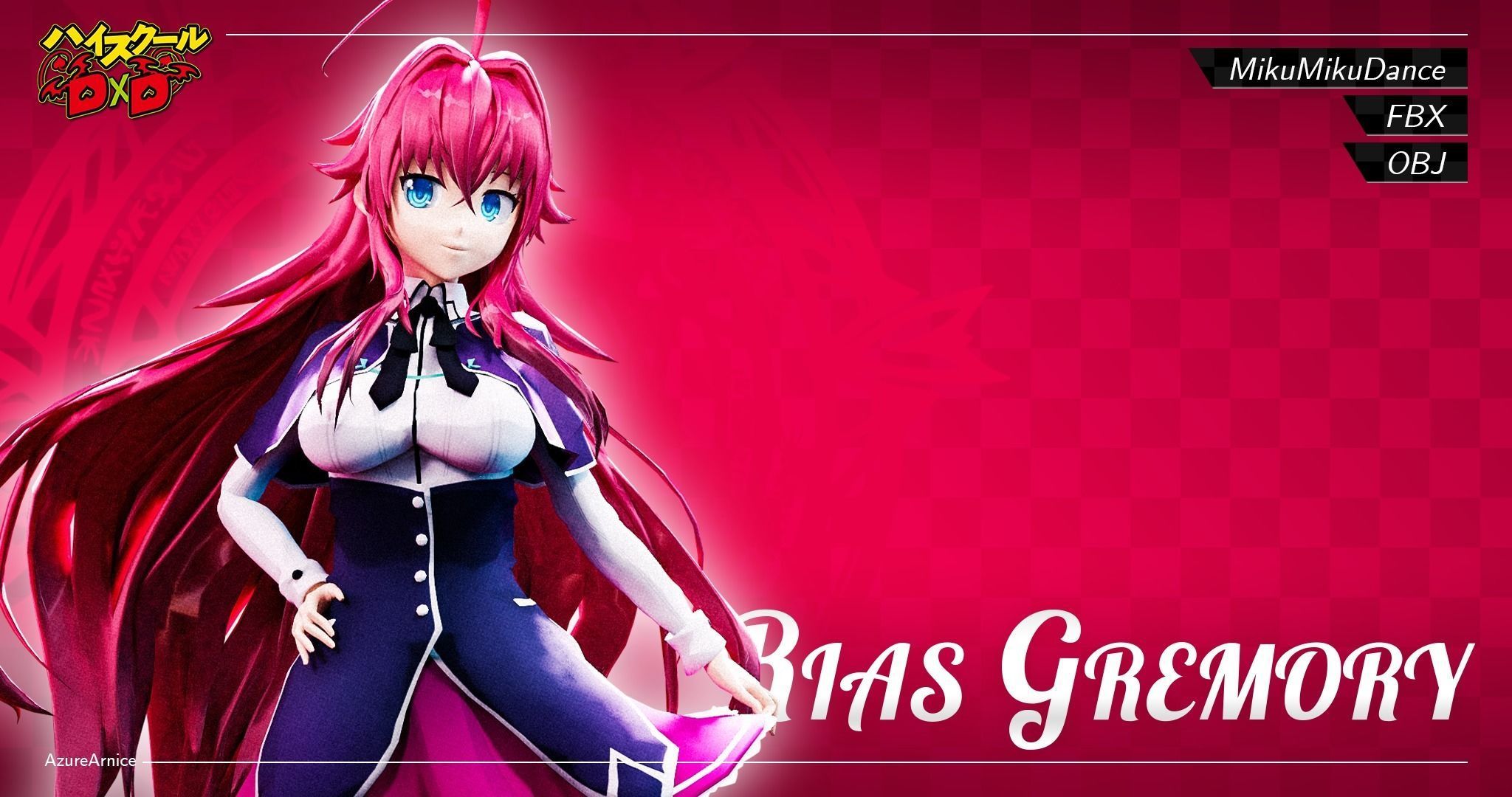 Highschool DxD - Rias Gremory MMD Model Low-poly 3D model_2