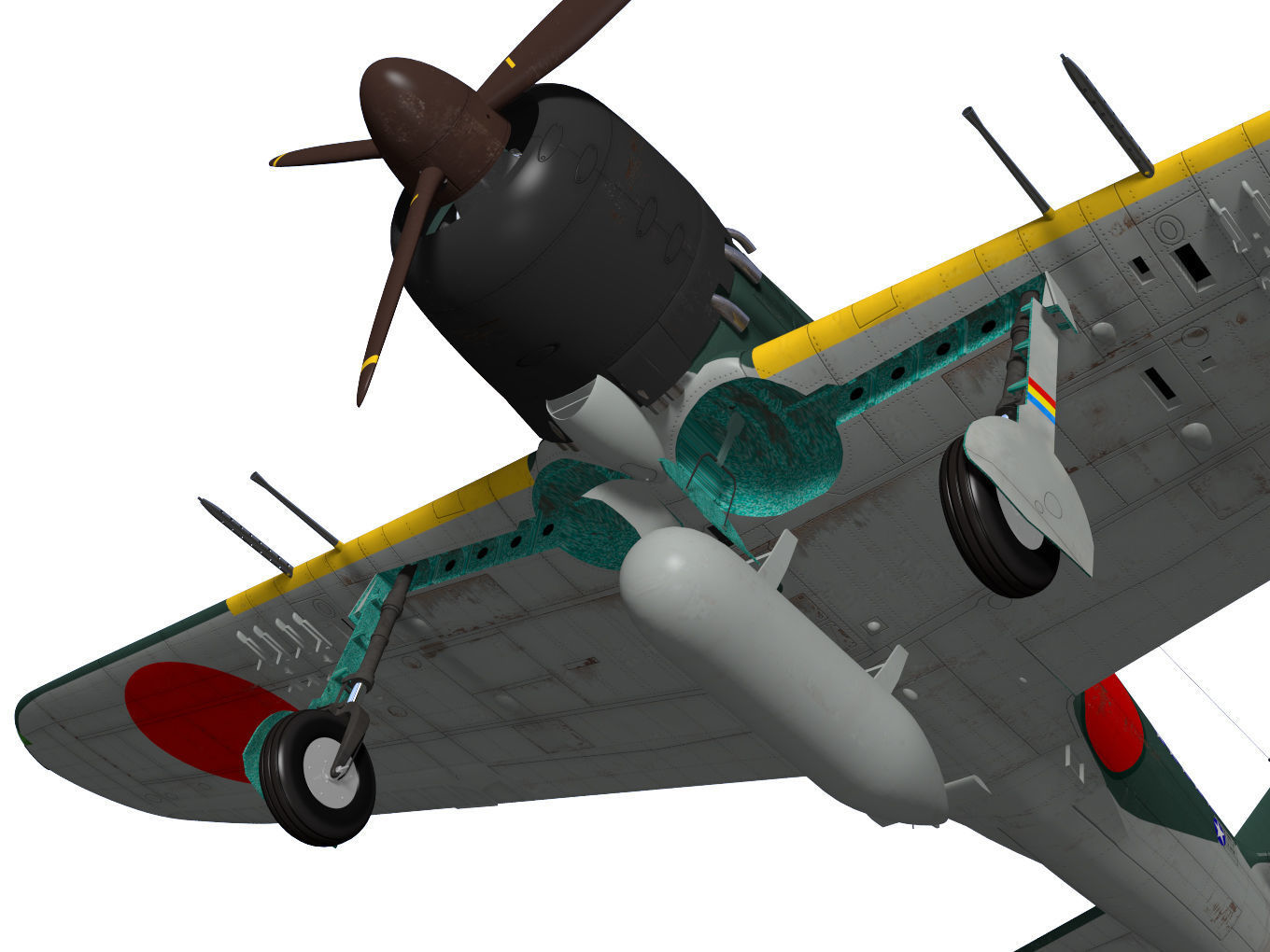A6M5c Zero fighter Type 52 hei 3D model_8
