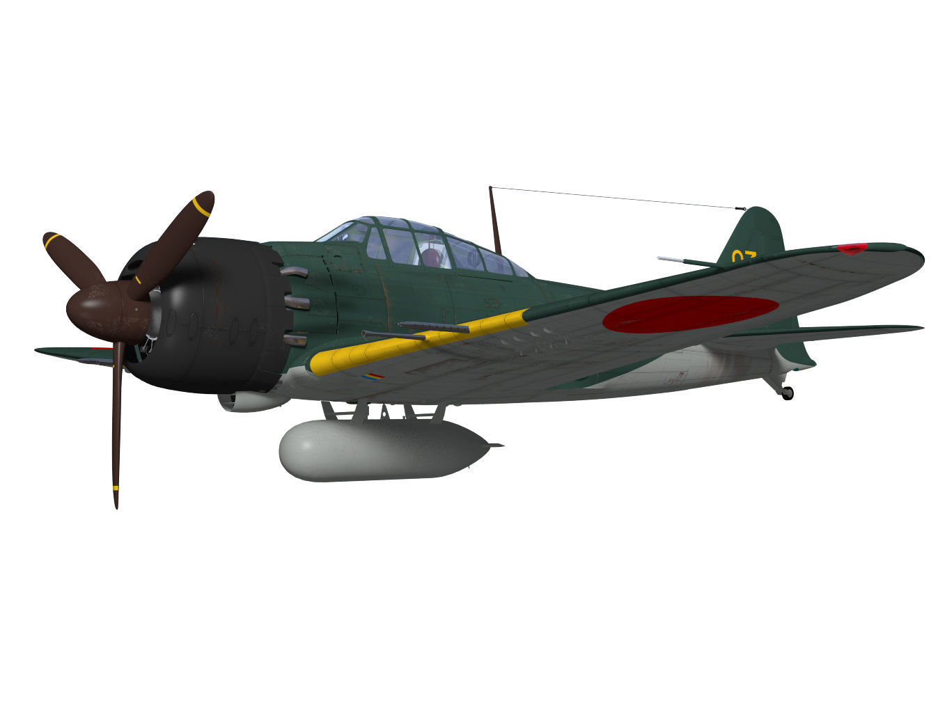 A6M5c Zero fighter Type 52 hei 3D model_2