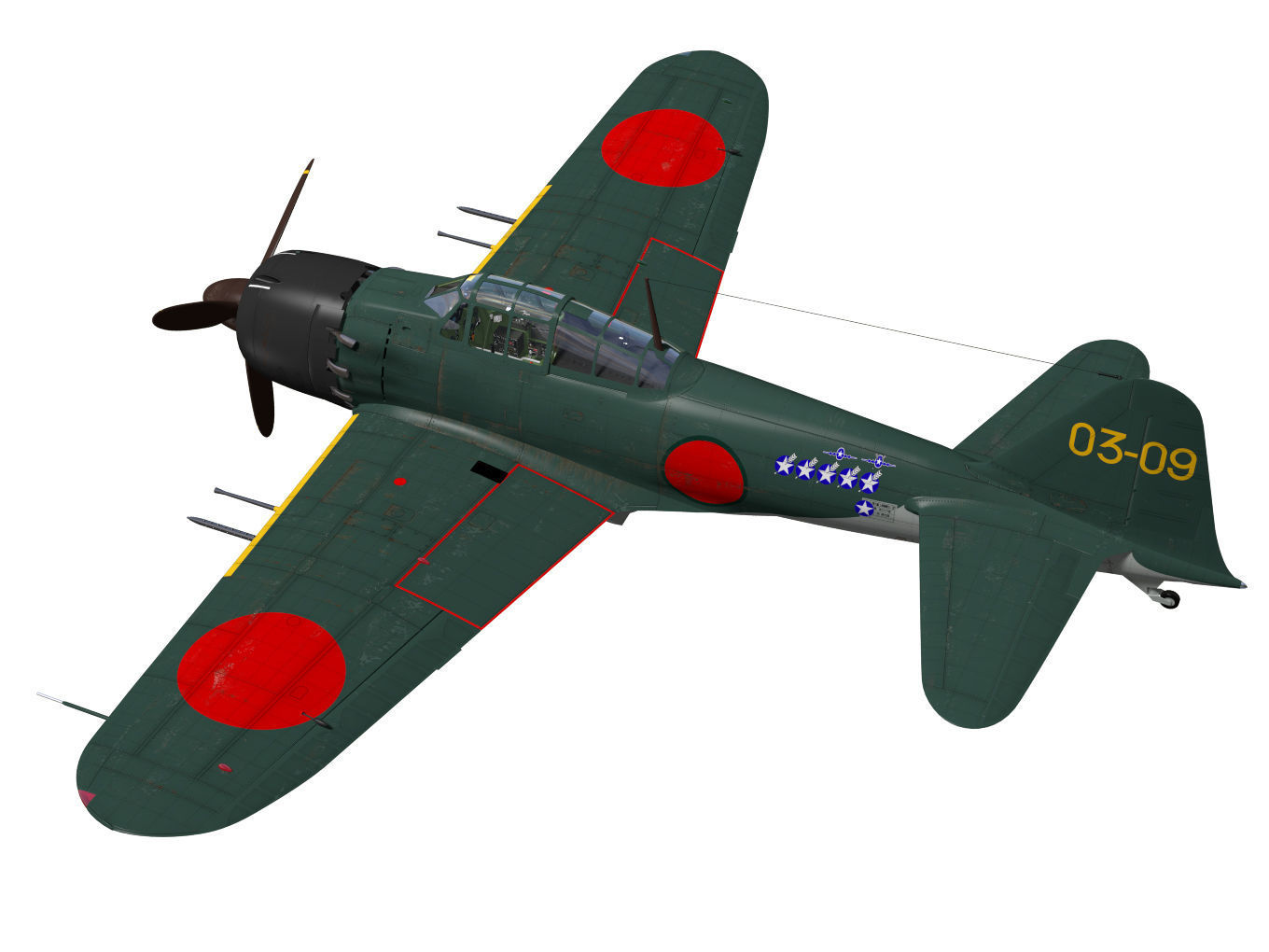A6M5c Zero fighter Type 52 hei 3D model_1