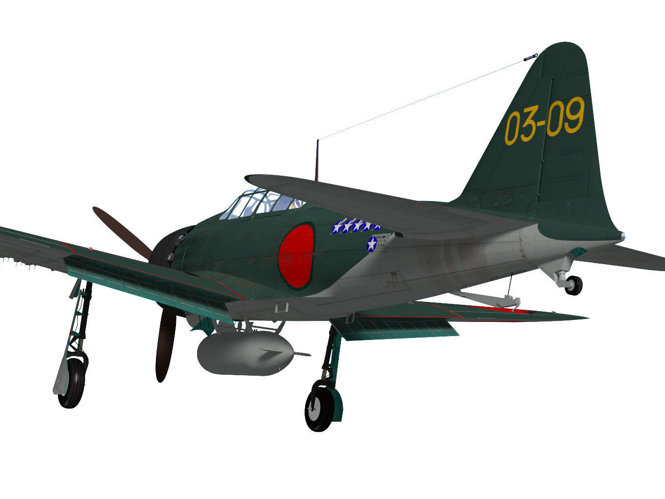 A6M5c Zero fighter Type 52 hei 3D model_9