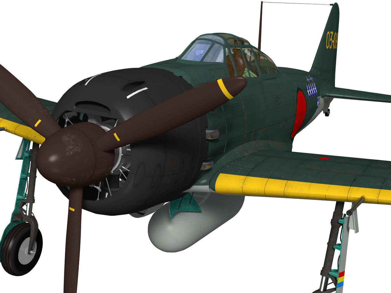 A6M5c Zero fighter Type 52 hei 3D model_7