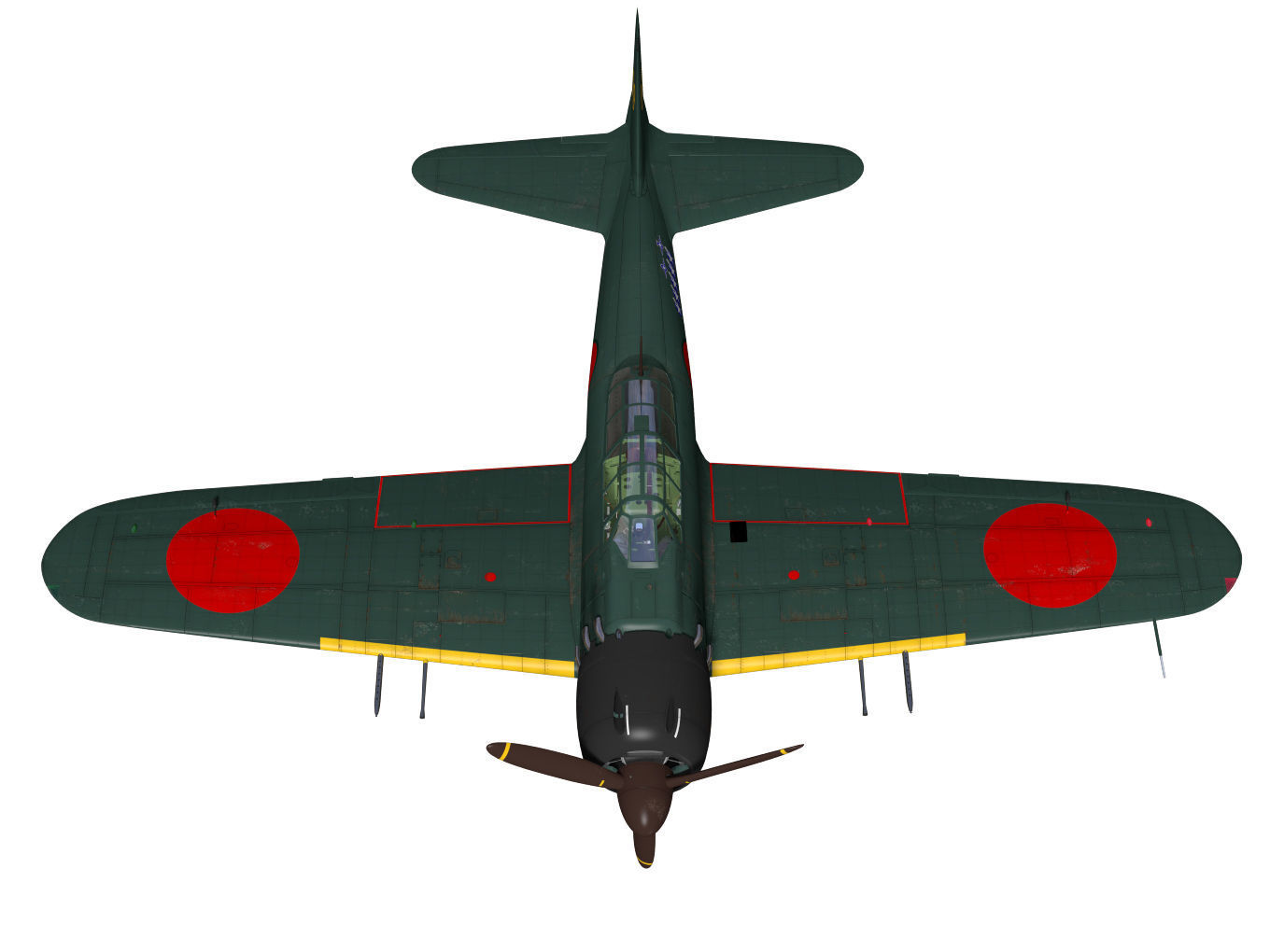 A6M5c Zero fighter Type 52 hei 3D model_4