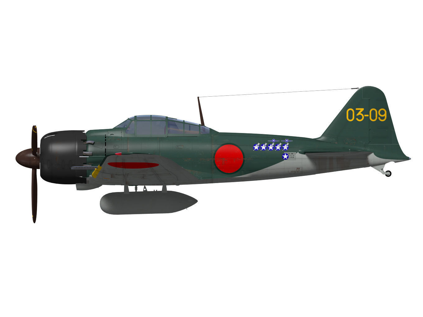 A6M5c Zero fighter Type 52 hei 3D model_14