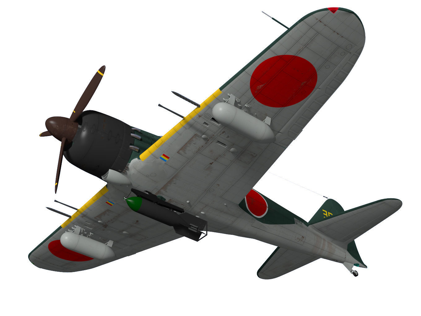 A6M7 Zero fighter Type 62 3D model_3