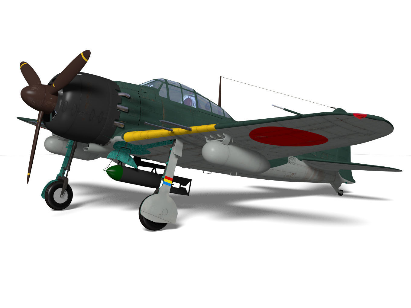 A6M7 Zero fighter Type 62 3D model_5