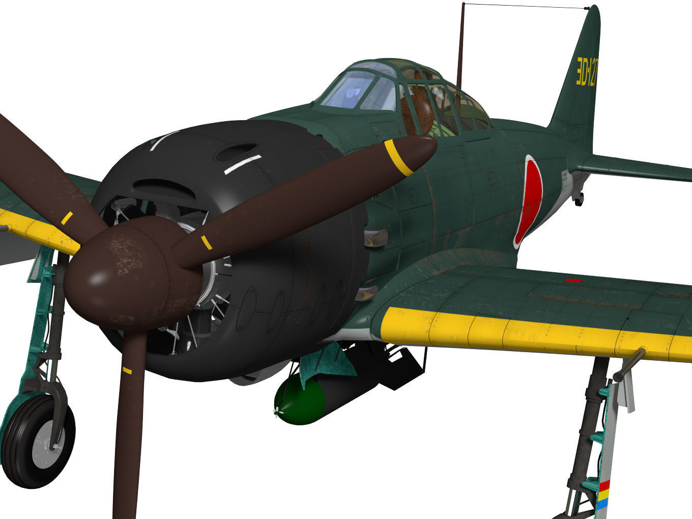 A6M7 Zero fighter Type 62 3D model_7